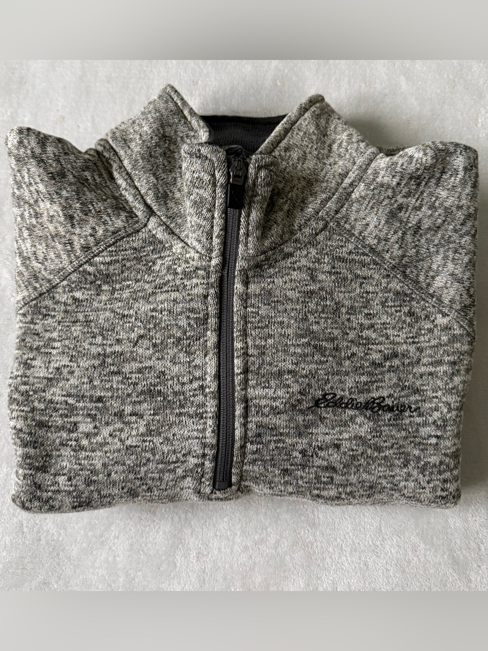 Eddie Bauer Men’s Large Gray Heather Quarter Zip Fleece Pullover Outdoor Cozy